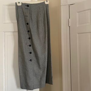 Houndstooth business suit with belt and side button down pencil skirt